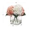 3-Pack Pink & White Hydrangea Flowers | Glass Vase Faux Florals with Water Look – Perfect for Home, Spa, Office Decor